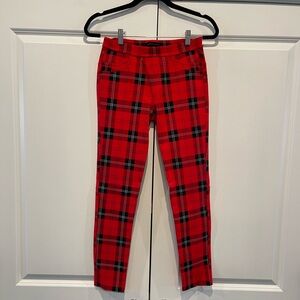 Anthropologie Sanctuary Red Plaid Holiday Pants Size Small Christmass